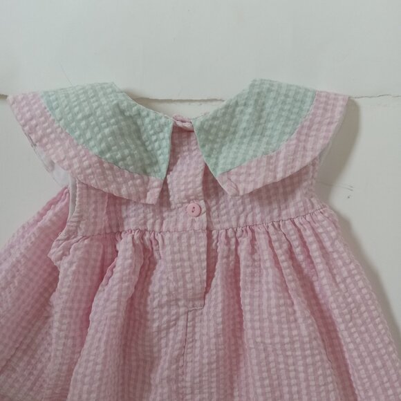 Vintage Sears Baby Pink Checkered Gingham Toddler Dress Sz 2T 24 Months Flower - Picture 9 of 15
